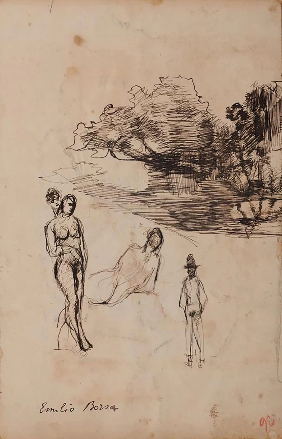 Studio di paesaggio con figure